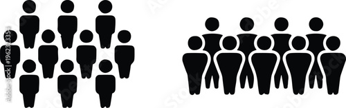 population symbol set of people icons arranged by increasing number