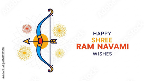 Shree Ram Navami celebration with a bow and arrow illustration