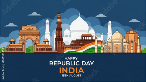 Celebrating Republic Day with iconic Indian landmarks and monuments together