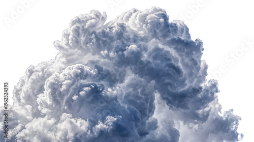 Billede på lærred Voluminous grey and blue turbulent smoke cloud with swirling textures creating a