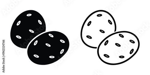 Potato vegetable icon vector, Organic natural potato line art, Potato silhouette vector