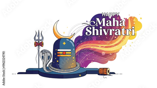 Hindu devotees celebrate Maha Shivratri with Lord Shiva illustration