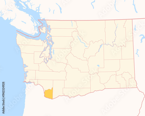 Map of the County Clark (Washington, US) showing the Federal State with the highlighted County