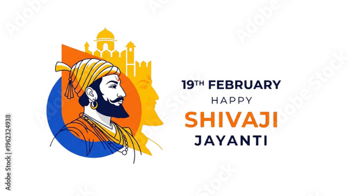 Illustration of Shivaji Jayanti Celebration with Traditional Indian Elements