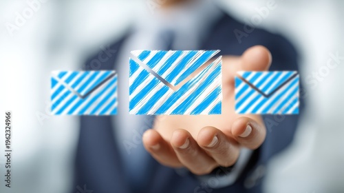 Businessman holding abstract graph.