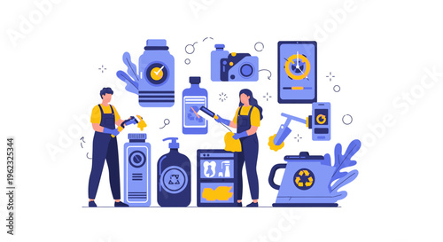 Professional Eco-Friendly Cleaning & Smart Home Maintenance Services Illustration