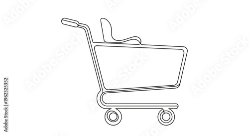 Shopping cart with wheels isolated.