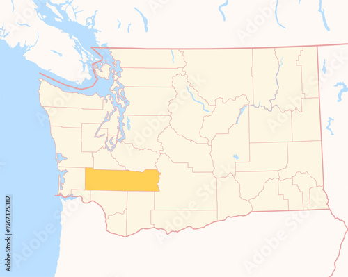 Map of the County Lewis (Washington, US) showing the Federal State with the highlighted County