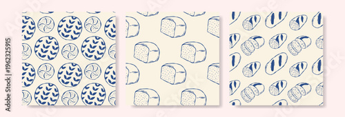 Cute bread pattern in blue and cream