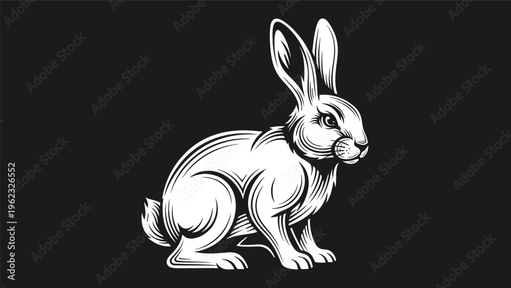 Fototapeta premium Rabbit illustration on dark background