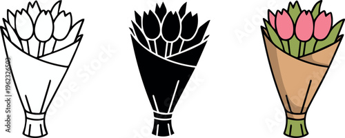 Tulip bouquet elements for florist branding and logo