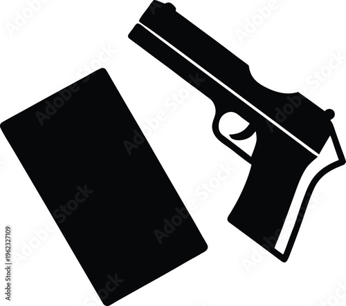 Handgun silhouette with magazine illustration