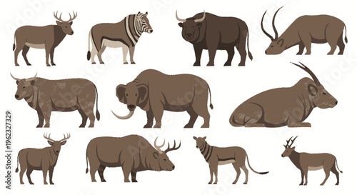 Collection of Diverse Wild Mammals and Ungulates.