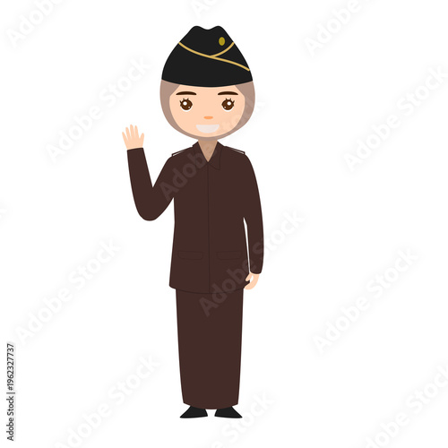 Indonesian Female Prosecutor Hijab Friendly Wave Gesture PDH