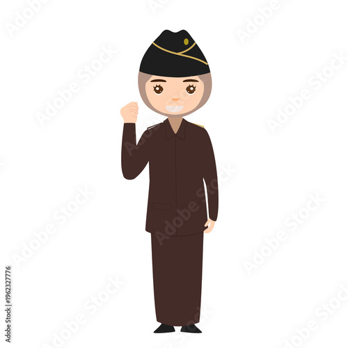 Indonesian Female Prosecutor Hijab Thinking Pose Hand on Chin PDH