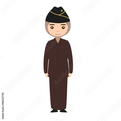 Indonesian Female Prosecutor Hijab Neutral Standing Pose PDH