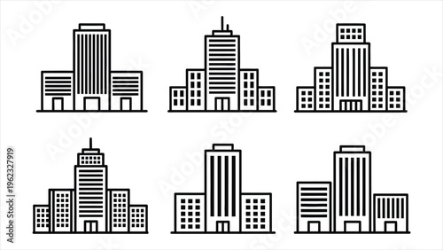 Modern office building icon symbolizing business, corporate enterprise, and commercial real estate. Represents headquarters, organizations, companies, and urban architectural structures