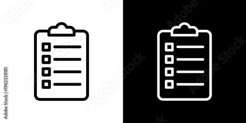 Survey icon concept in flat black and white style on clean background vector illustration design