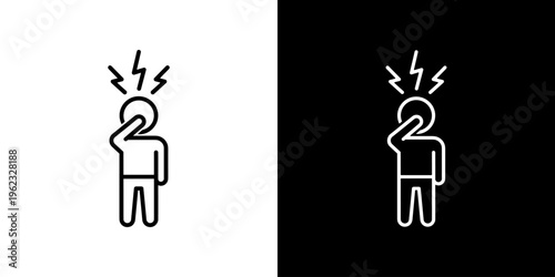 Depression icon concept in flat black and white style on clean background vector illustration design