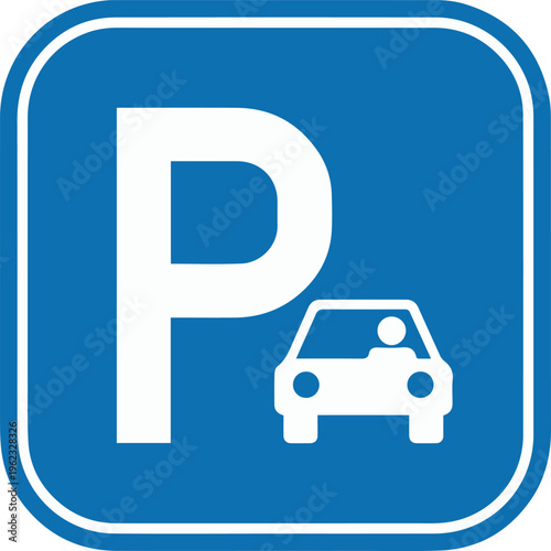 Parking sign showing P and car icon