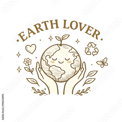 earth lover quote, eco friendly aesthetic, love the earth design, sustainability message, green lifestyle quote, save the planet concept, environmental awareness design, nature lover typography, renew