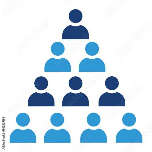 Organizational chart showing a clear hierarchical structure with a single person positioned at the top apex of the pyramid.