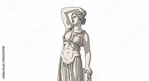 Classical sculpture of a female figure with a draped garment