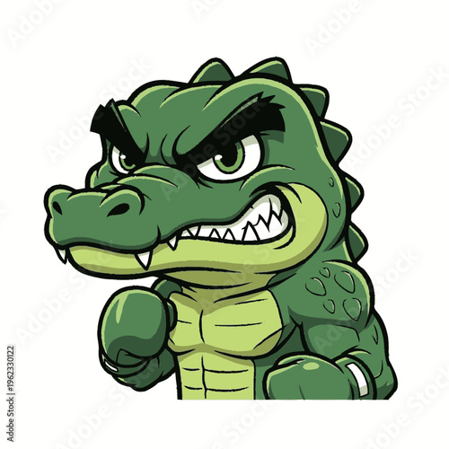 Angry Cartoon Crocodile Character Fist Clenched.