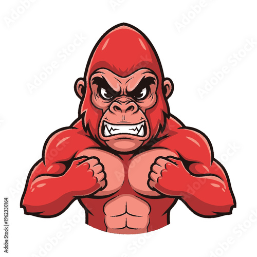 Angry Cartoon Gorilla Character Illustration.