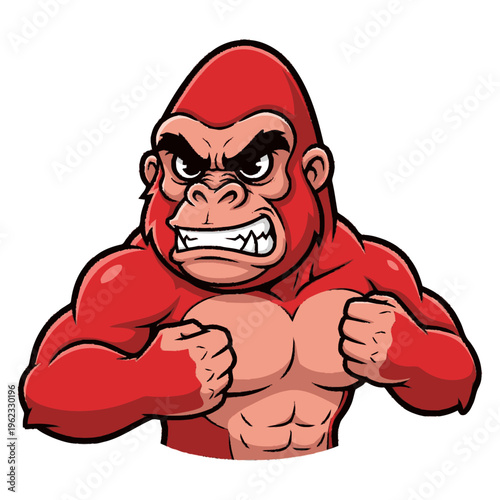 Angry Cartoon Gorilla Character Illustration.