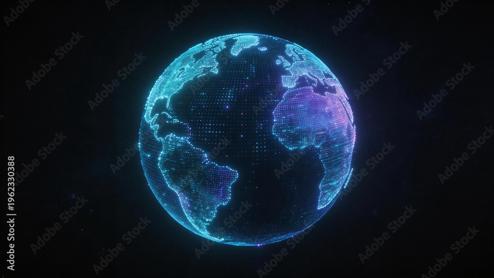 Fototapeta premium Digital globe with glowing dots