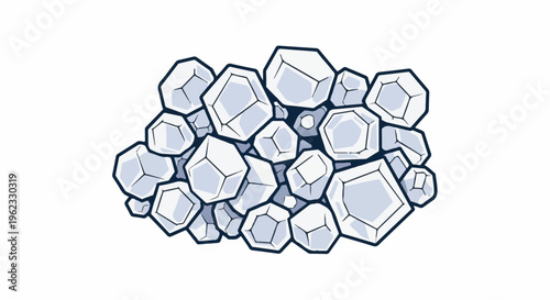 Cluster of geometric shapes resembling ice crystals or gemstones