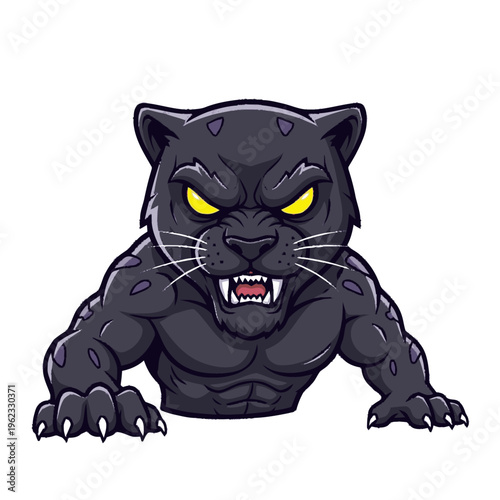 Black Panther Cartoon Character Illustration.