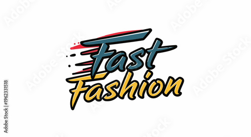 Bold, stylized text with dynamic lines and color splashes suggests speed and trendiness