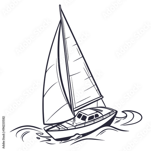 A sailboat on the water with a large sail
