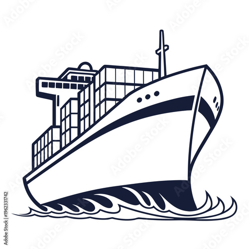 A large cargo ship sailing through the ocean