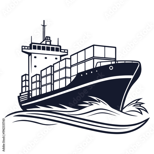 A large cargo ship with containers on the deck