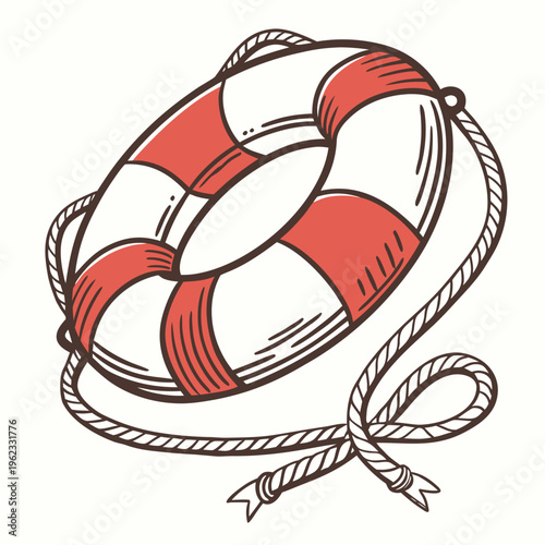 A lifebuoy with a rope