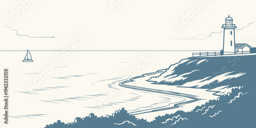 A lighthouse on a rocky cliff overlooking the ocean