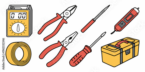 A set of tools for electronics and electrical work