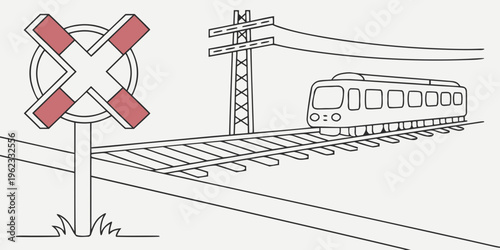 A train approaching a railroad crossing