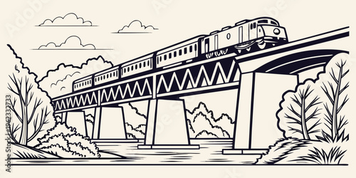 A train is traveling over a bridge