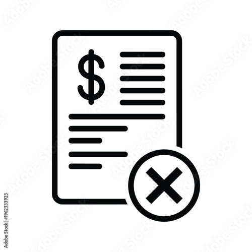 Rejected invoice with a cancellation mark on it