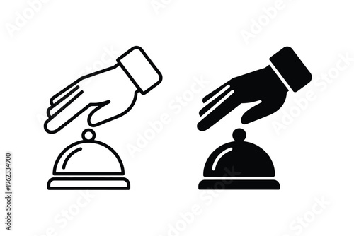 Reception Bell Icon Collection Pressed Desk Bell Service Symbols Vector Set