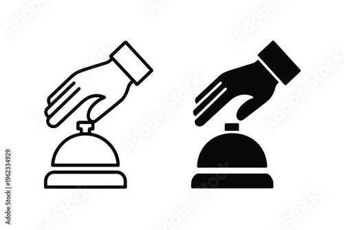 Hotel Desk Bell Icons Set Pressed Service Bell Symbol Collection Vector