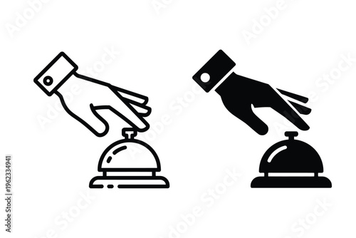Pressed Bell Icon Set Hotel Reception Desk Service Bell Symbols Vector Collection