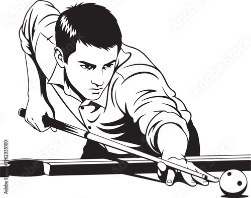Player Billiards logo design vector. Illustration. Silhouette Player Billiard