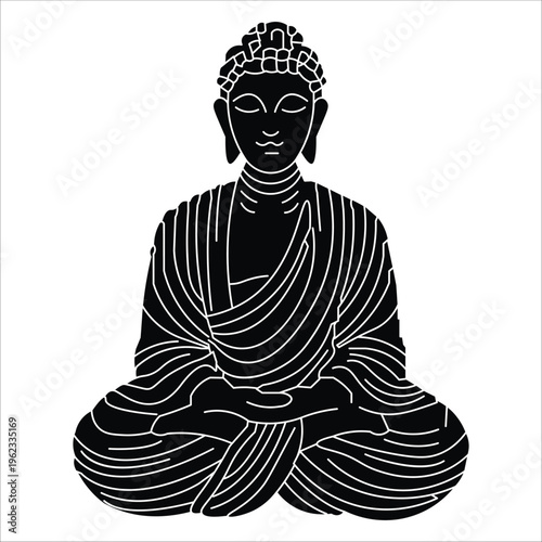 Happy Vesak day, buddhist holiday. Flowers and leaves of lotus, Symbol of peace, meditation, enlightenment. simple solid vector