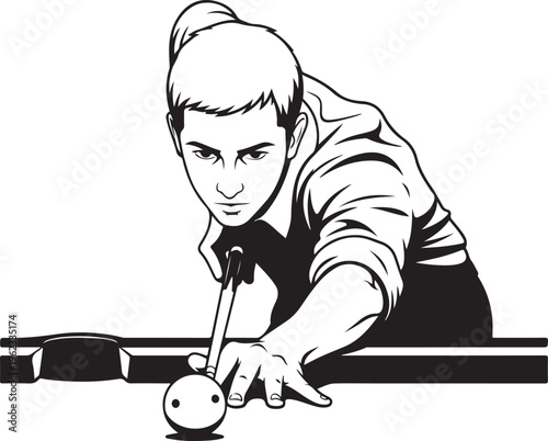 Player Billiards logo design vector. Illustration. Silhouette Player Billiard