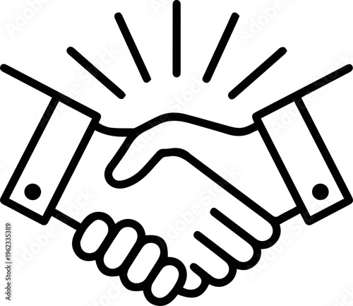 Handshake over contract and pen on table